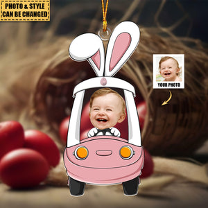 Custom Photo Funny Face Bunny Easter Gift - Personalized Easter Ornament