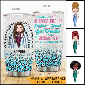 She Believed She Could - Personalized Tumbler Cup - Gift For Doctor & Nurse - Cartoon Nurse