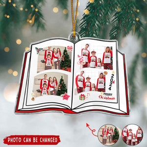 Book Shaped Christmas - Personalized Acrylic Family Photo Ornament