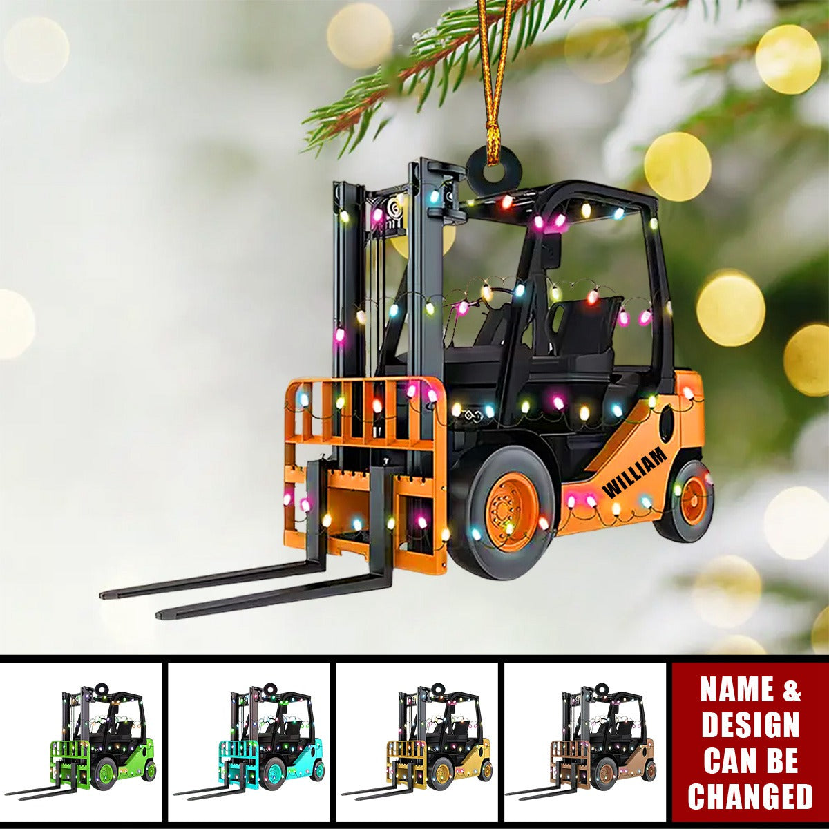 Personalized Forklift truck Christmas Ornament, Forklift truck hanging Xmas Ornament decor, Gifts For Christmas