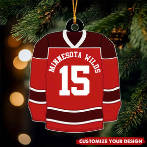 Ice Hockey Jersey - Personalized Acrylic Christmas Ornament, Gift For Hockey Lover