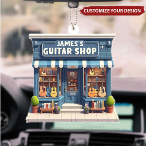 Guitar Shop - Personalized Acrylic Car Ornament, Gift For Guitar Player