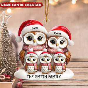 Owl Family Christmas Personalized Acrylic Ornament