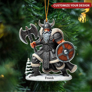 Viking Santa Warrior Personalized Christmas Ornament