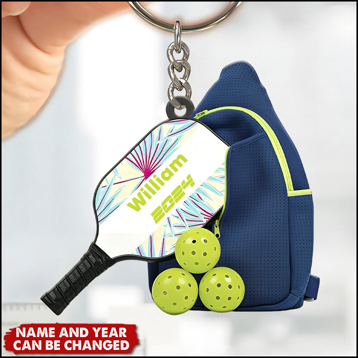 Personalized Pickleball Keychain -Gift for Pickleball Lovers