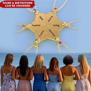 Family Friendship Love Birthstone Personalized Name Star Puzzle Piece Necklace
