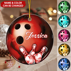 Bowling Personalized Circle Christmas Ornament, Gift For Bowling Lover Bowling Teams