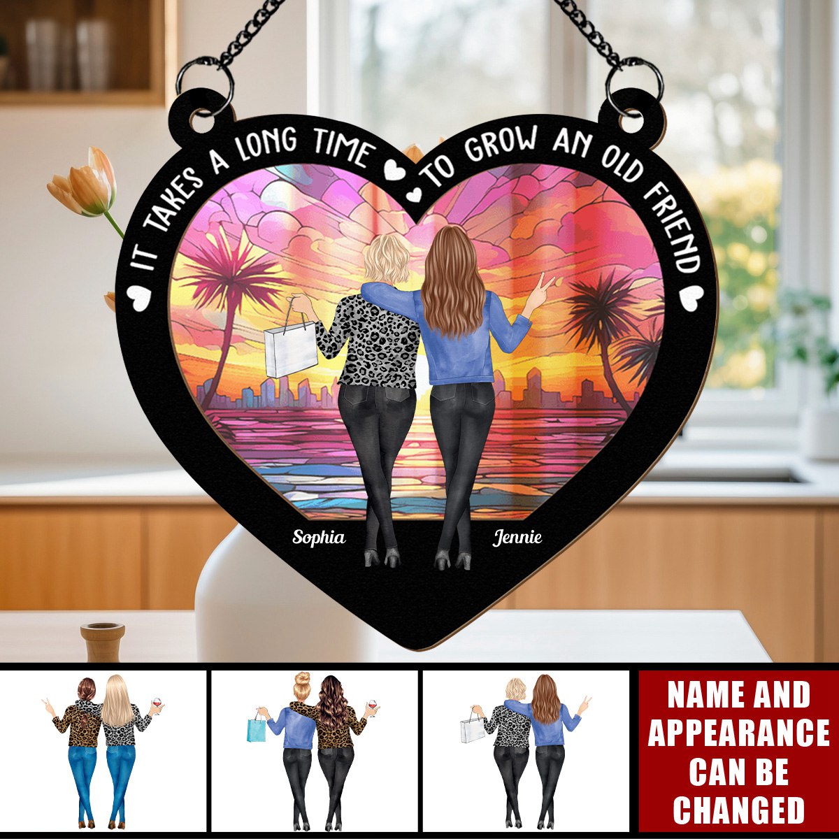 It Takes A Long Time Bestie Gift - Personalized Window Hanging Suncatcher Ornament