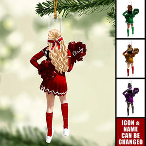 Personalized Cheerleading Pompom Girl Christmas Shaped Ornament