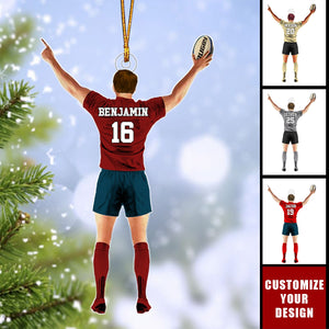 Rugby Male/Boy/Man Player - Personalized Acrylic Christmas Ornament