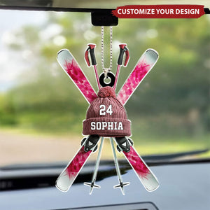 Skiing Snowboard - Personalized Acrylic Car Ornament, Gift For Snow Skiing Lover