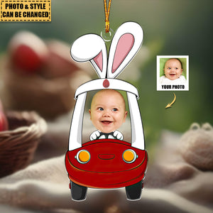 Custom Photo Funny Face Bunny Easter Gift - Personalized Easter Ornament