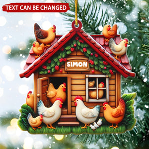 Chicken Coop Personalized Christmas Ornament, Gift for Chicken Lovers