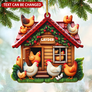 Chicken Coop Personalized Christmas Ornament, Gift for Chicken Lovers