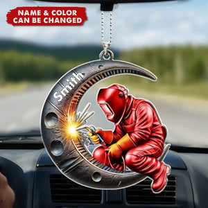 Welding Where Fire Meets Steel Personalized Name Shaped Car Ornament