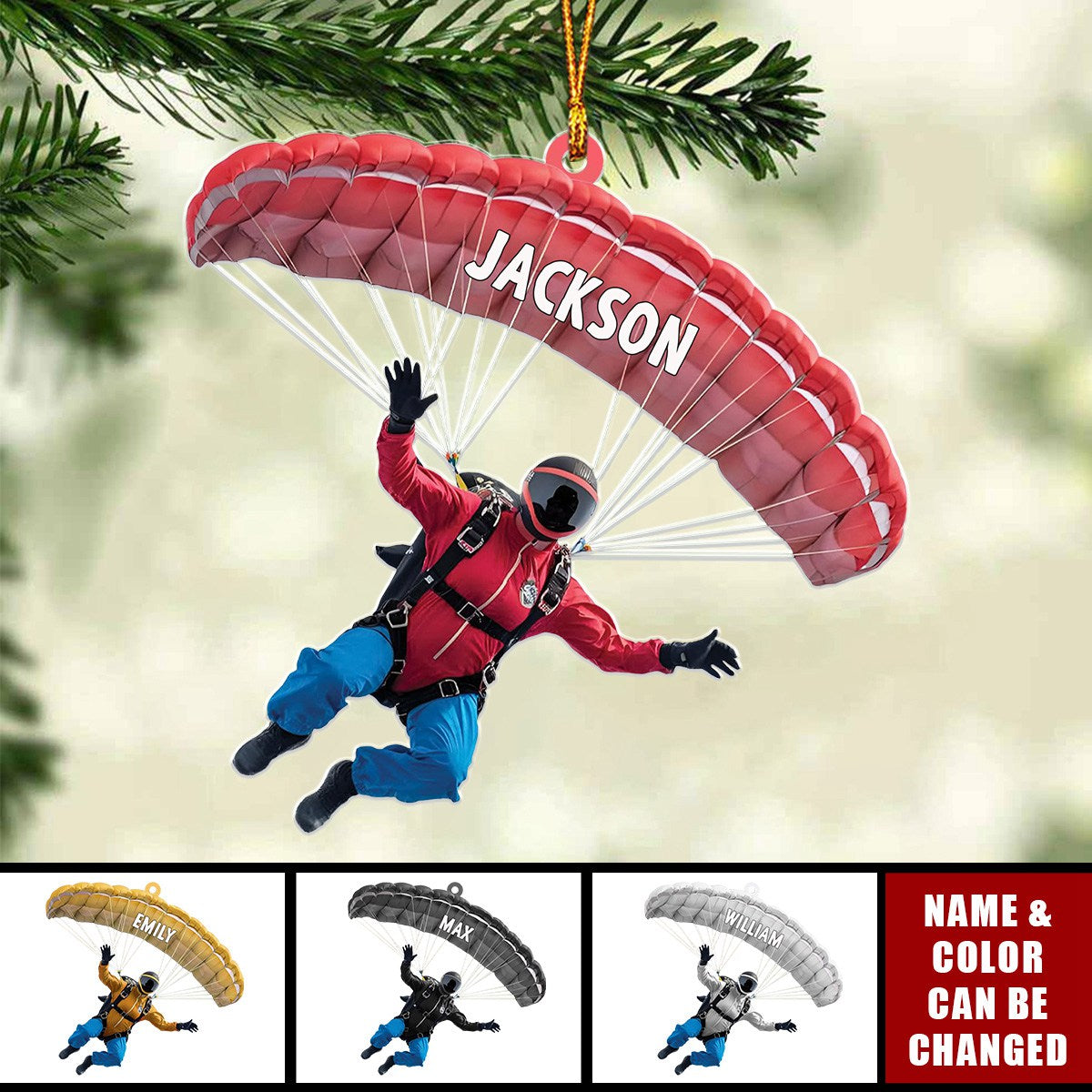 Personalized Parachute Shaped Ornament – Gift For Paragliding, Skydiving Lovers