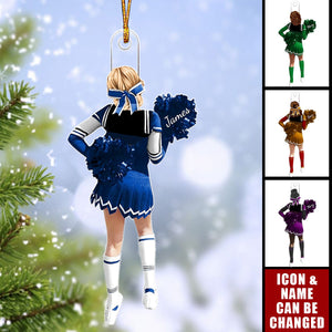 Personalized Cheerleading Pompom Girl Christmas Shaped Ornament