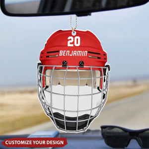 Ice Hockey Helmet - Personalized Acrylic Car Ornament, Gift For Ice Hockey Lovers