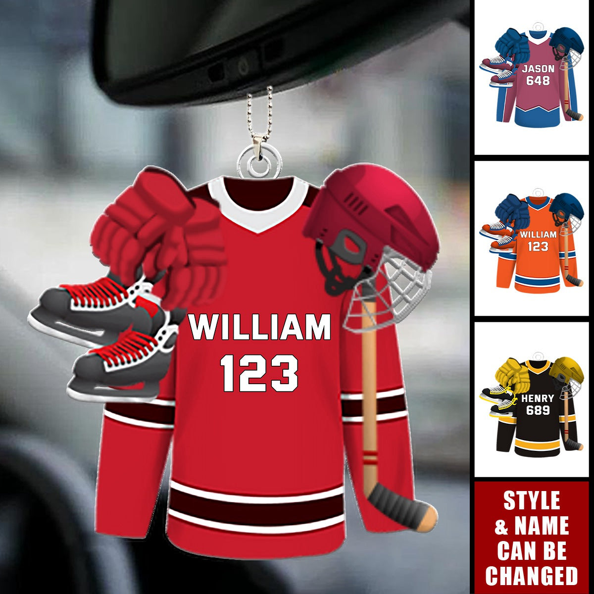 Hockey Player Car Ornament - Hockey Jersey - Personalized Gifts For Ice Hockey Lovers