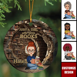 Books Are The Treasured Wealth Of The World - Personalized Ceramic Ornament - Christmas Gift For Book Lovers