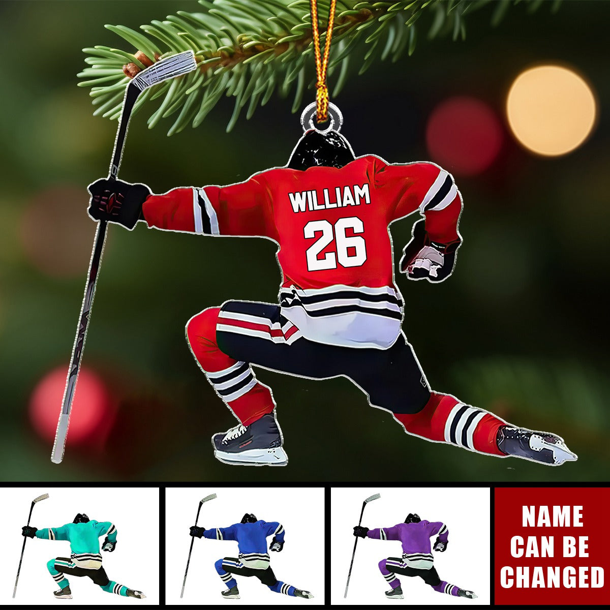 Personalized Hockey Player Christmas Ornament - Gift For Hockey Players Keepsake Ornament