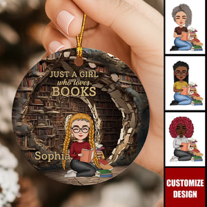 Books Are The Treasured Wealth Of The World - Personalized Ceramic Ornament - Christmas Gift For Book Lovers