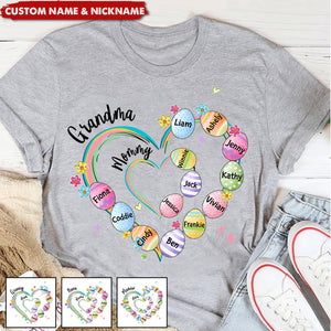 Heart Easter Eggs Personalized T-shirt, Grandma Mom Easter Day Gift