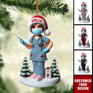 Personalized Nurse Acrylic Christmas Ornament, Gift for Nurse