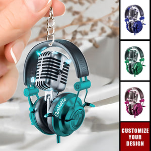 Microphone Radio - Personalized Acrylic Keychain, Gift For Music Lovers