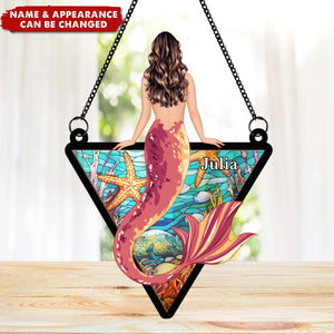 Mermaid Girl - Personalized Window Hanging Suncatcher Ornament