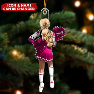 Personalized Cheerleading Pompom Girl Christmas Shaped Ornament