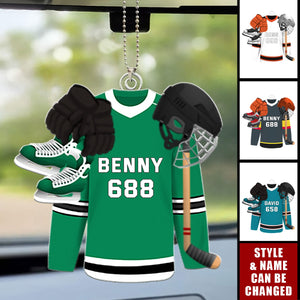 Hockey Player Car Ornament - Hockey Jersey - Personalized Gifts For Ice Hockey Lovers