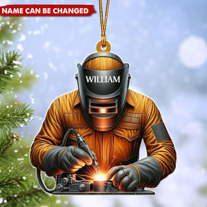 Personalized Welder Name Christmas Ornament, Welding Ornament Gift