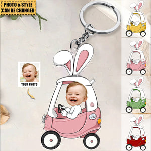 Custom Funny Face Bunny Easter Gift - Personalized Photo Easter Keychain