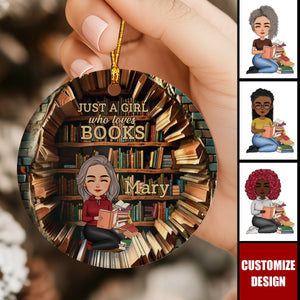 Books Are A Uniquely Portable Magic - Personalized Ceramic Ornament - Christmas Gift For Book Lovers