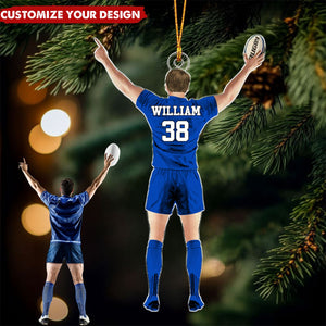 Rugby Male/Boy/Man Player - Personalized Acrylic Christmas Ornament