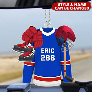 Hockey Player Car Ornament - Hockey Jersey - Personalized Gifts For Ice Hockey Lovers