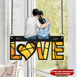 Couples Love, Gift For Couple - Personalized Window Hanging Suncatcher Ornament