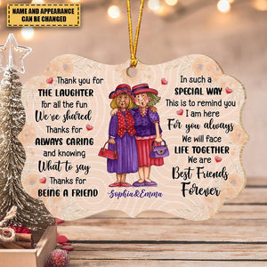 Old Friends Friendship Thank You For The Laughter Wooden Ornament