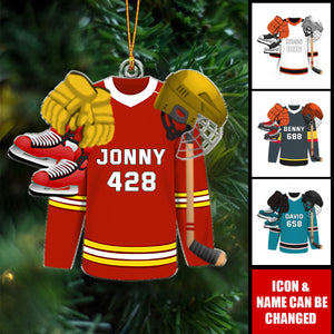 Hockey Player Ornament - Hockey Jersey - Personalized Gifts For Ice Hockey Lovers