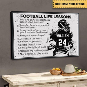 Personalized Football Poster, Canvas with custom Name & Number, Sport Gifts