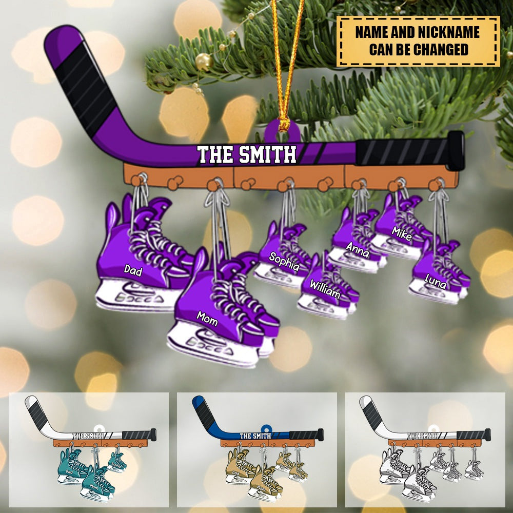 Personalized Ice Hockey Family Skates Ornament - Gift For Ice Hockey Lovers