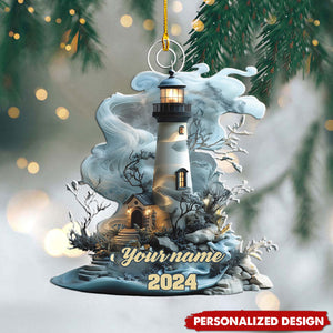 Personalized Lighthouse Acrylic Ornament, Sailboat Lighthouse Halloween Christmas New Year Personalized Gifts For Her