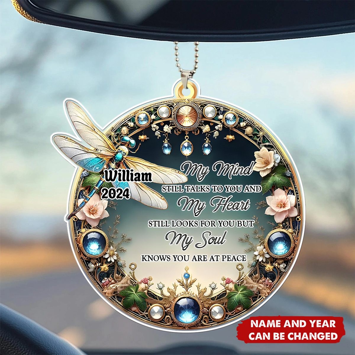 My Mind My Heart My Soul Dragonfly - Personalized Custom Car Ornament