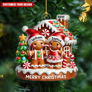 Gingerbread Couple Gingerbread House Personalized Acrylic Ornament