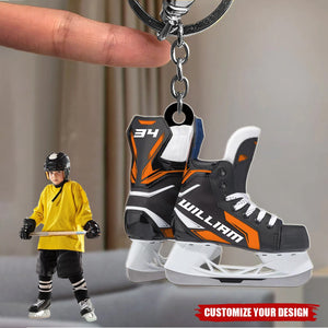 Ice Hockey Skates - Personalized Acrylic Keychain, Gift For Hockey Lovers