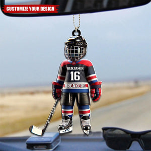 Hockey Player - Personalized Acrylic Car Ornament