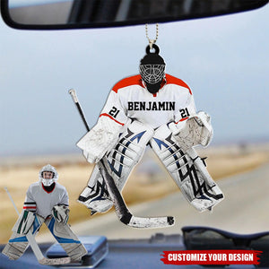 Hockey Goalie - Personalized Acrylic Car Ornament, Gift for Hockey Players