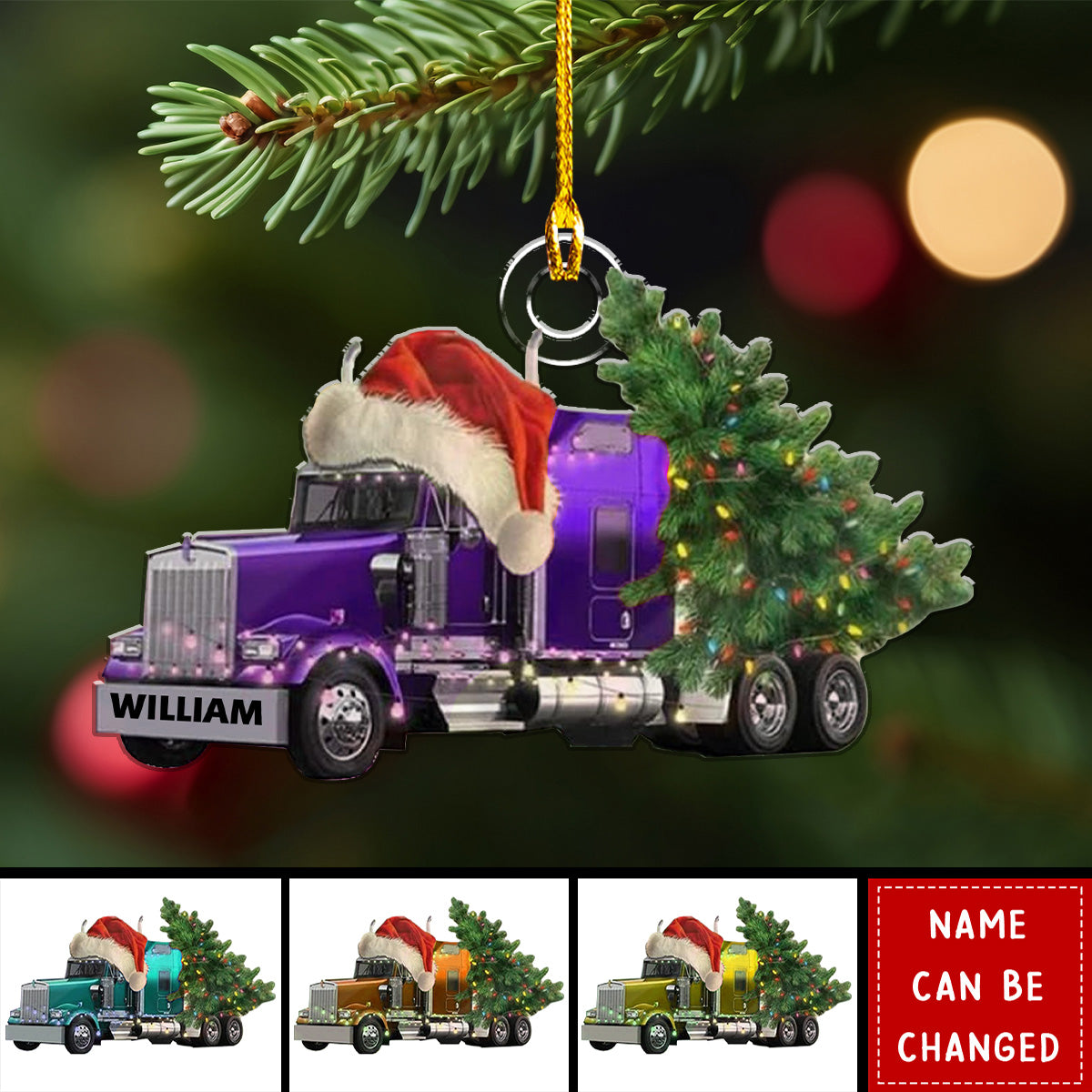 Personalized Trucker Christmas Light Ornament