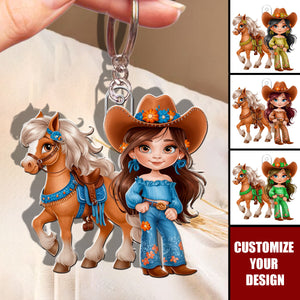 Cute Equestrian Girl - Personalized Acrylic Keychain